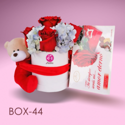 Box 6 Roses, Hydrangeas, stuffed animals and chocolate