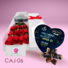 Caja de 12 Rosas y chocolate  Linaje